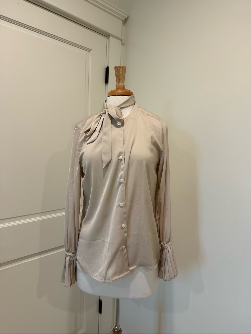 Banana Republic Cream Tie-Neck Button-Down Blouse
